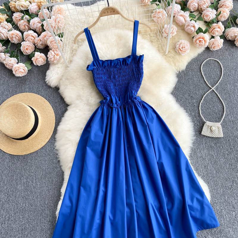 Blue A line off shoulder dress fashion dress 551