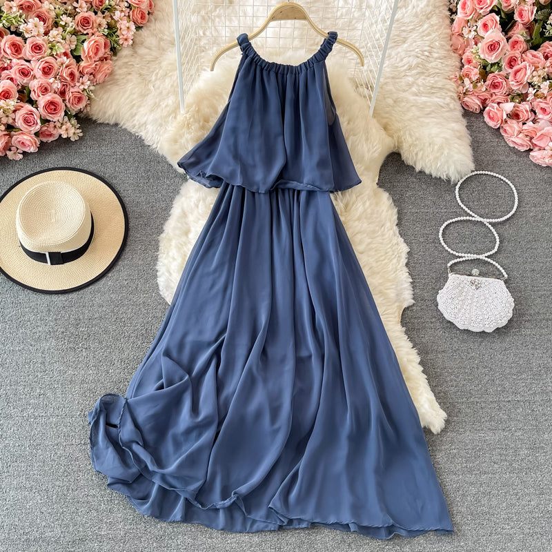 A line chiffon off shoulder dress fashion dress 601