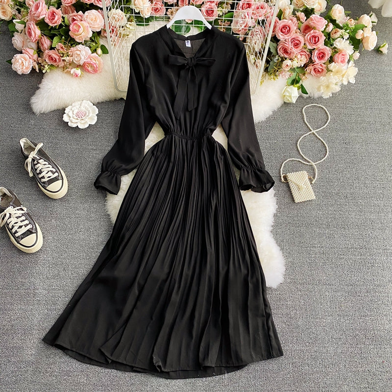 A line bow long sleeve dress 602
