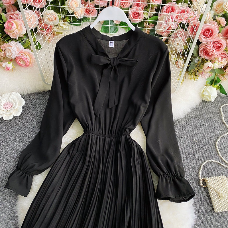 A line bow long sleeve dress 602