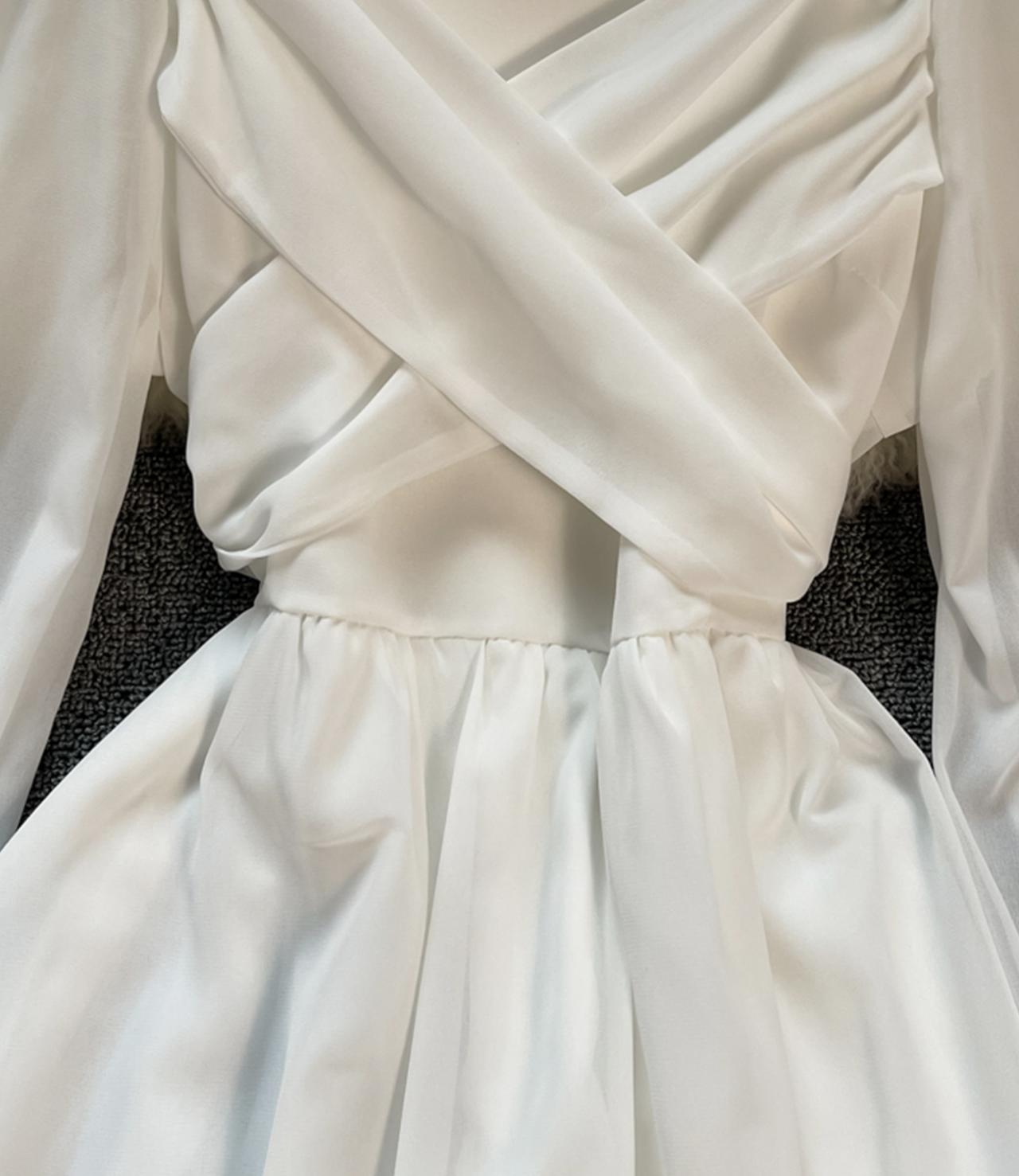 A line chiffon long sleeve dress fashion dress 644
