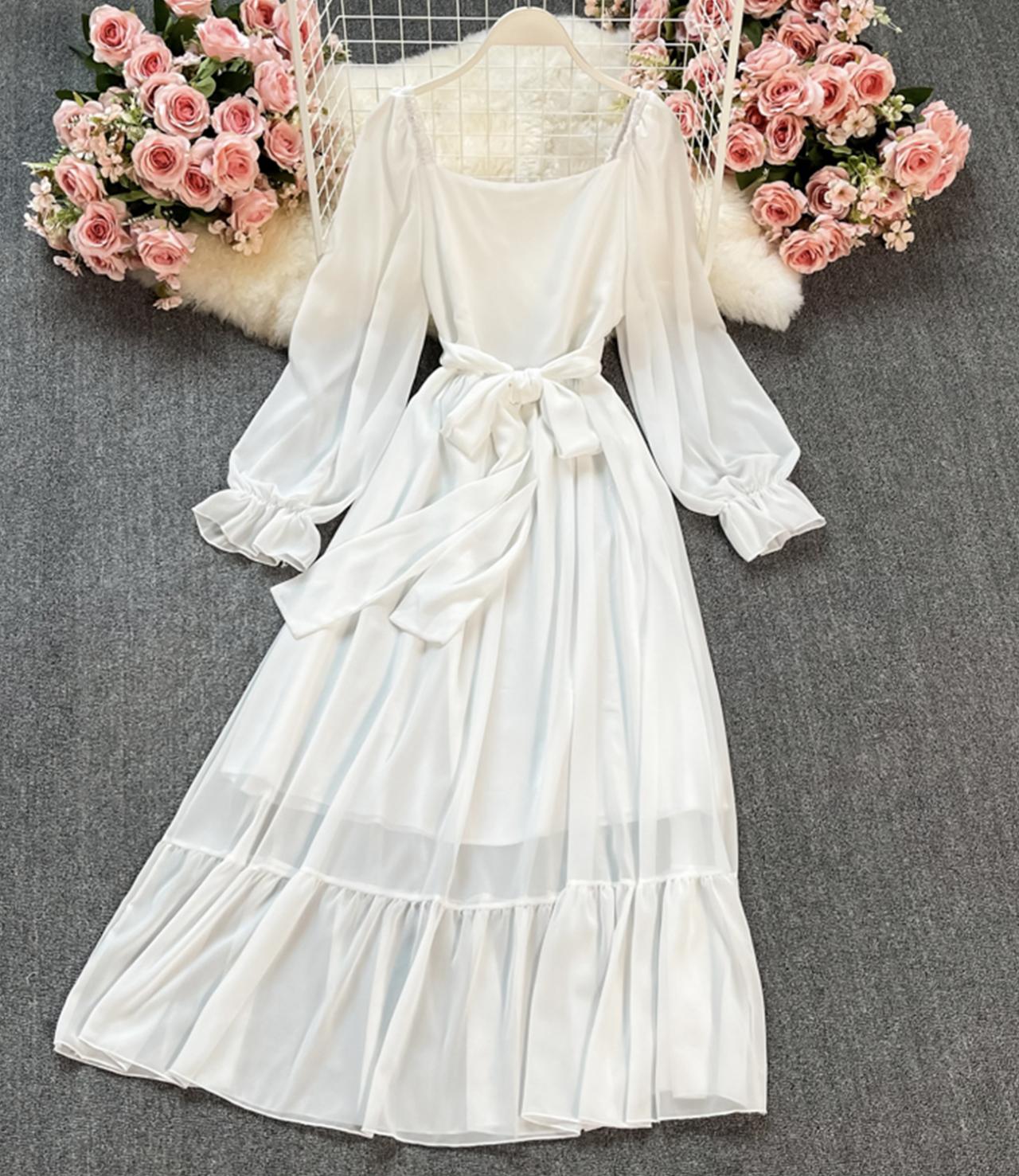 A line chiffon long sleeve dress fashion dress 644