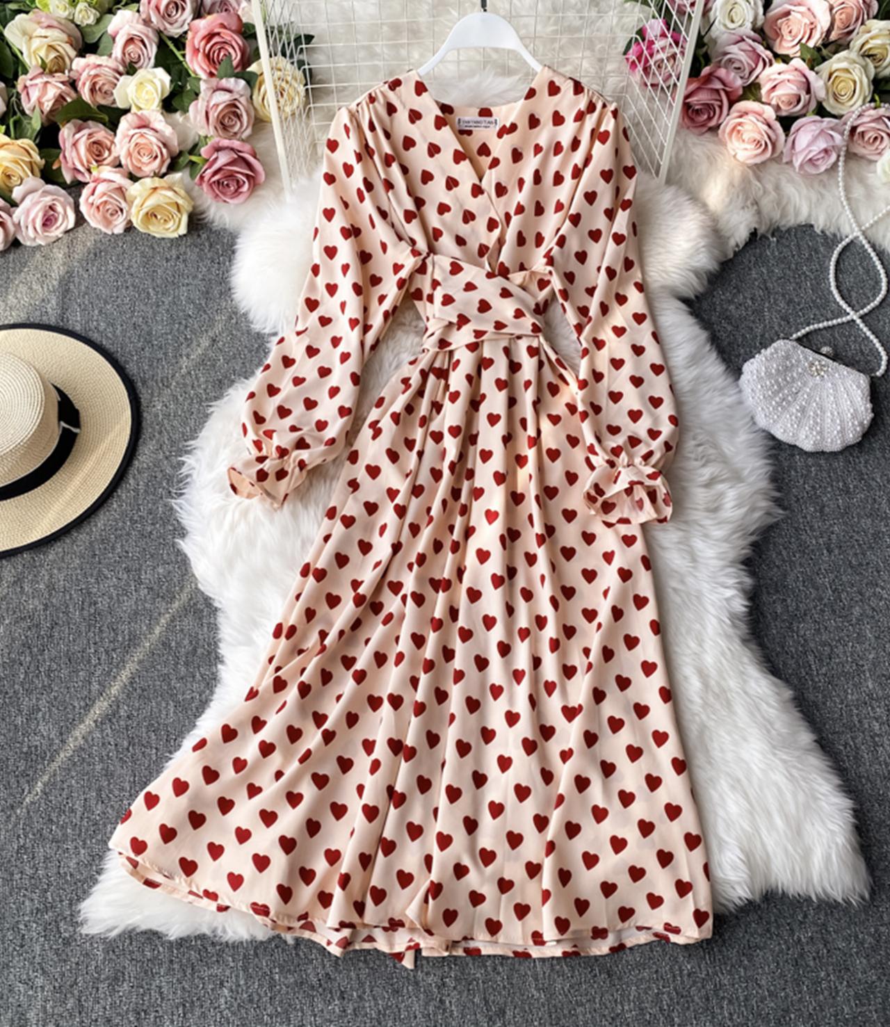 A line v neck long sleeve dress fashion drees 653