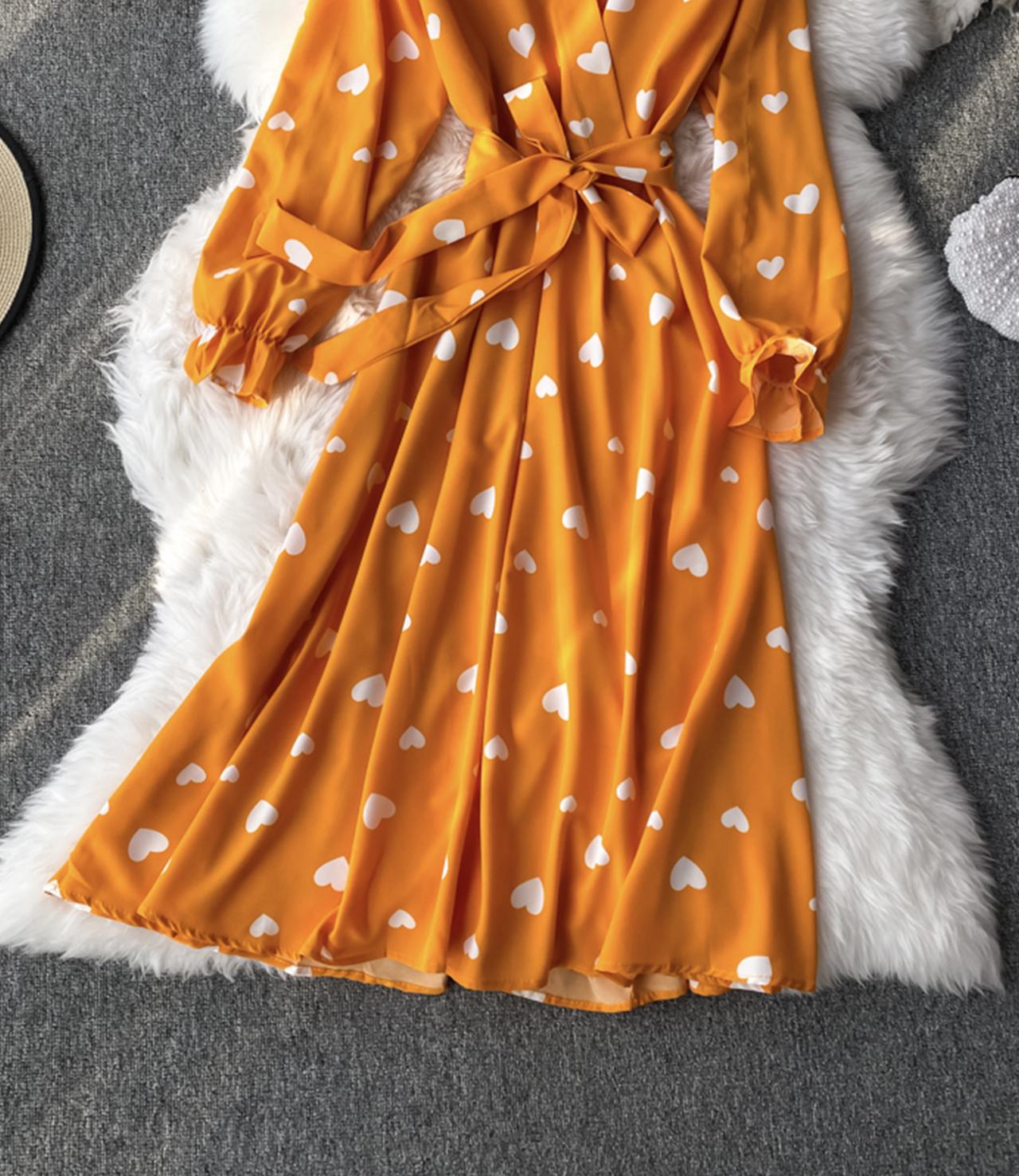 A line v neck long sleeve dress fashion drees 653