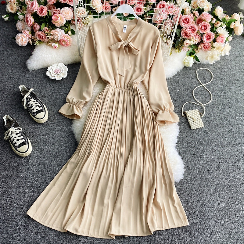 A line bow long sleeve dress 602