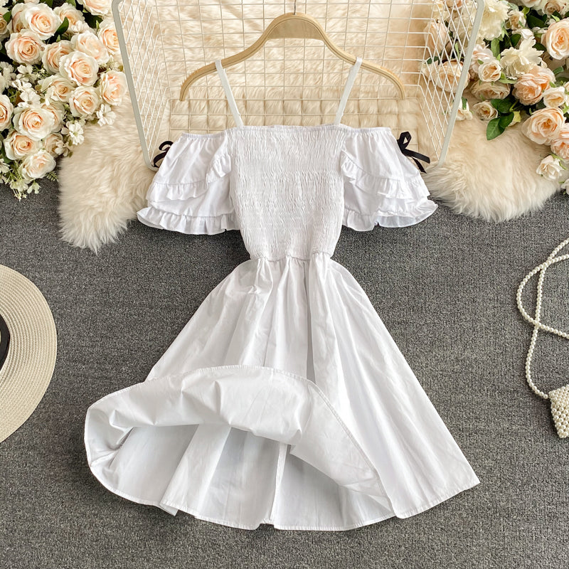 Cute A line off shoulder short dress fashion dress 594
