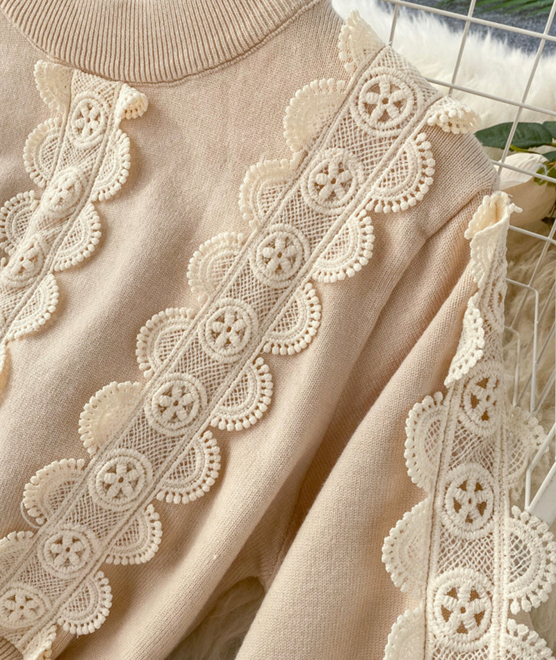 A line long sleeve lace sweater dress 198