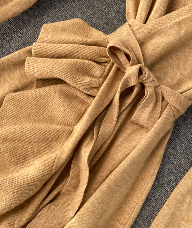 A line v neck long sleeve dress 203