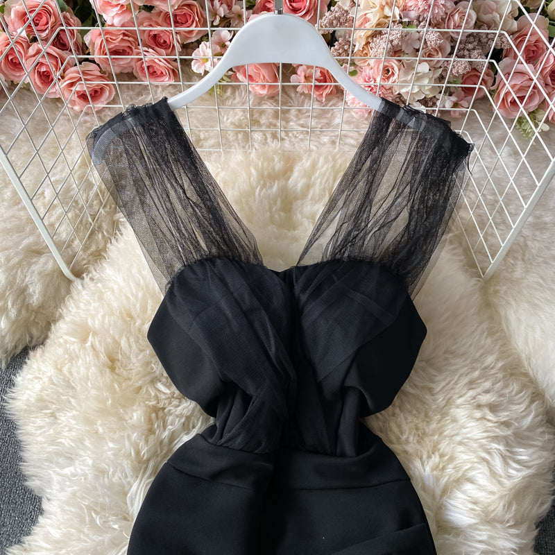 Sexy mesh off shoulder slim wrap hip dress 2953