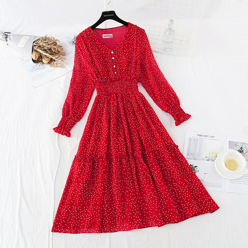 Slim waist Chiffon vintage dress 2303