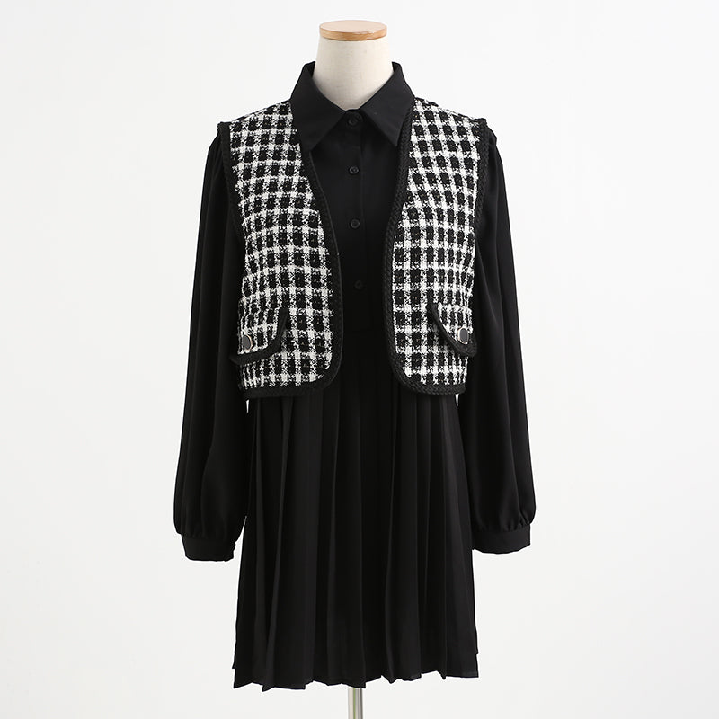 Fashion goddess two piece dress vest skirt small man wear temperament skirt 2326