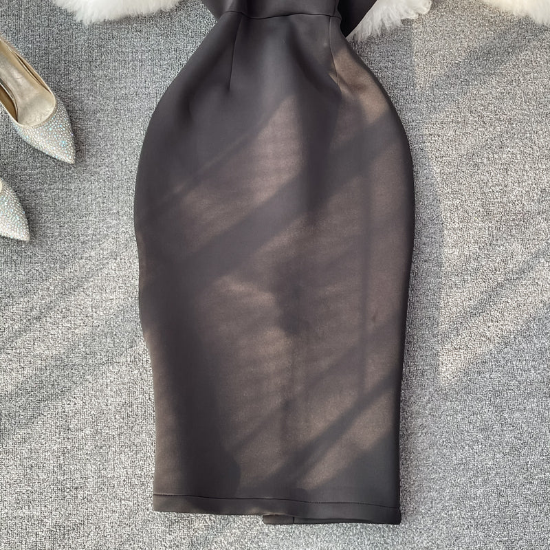 Off shoulder strapless dress 2743