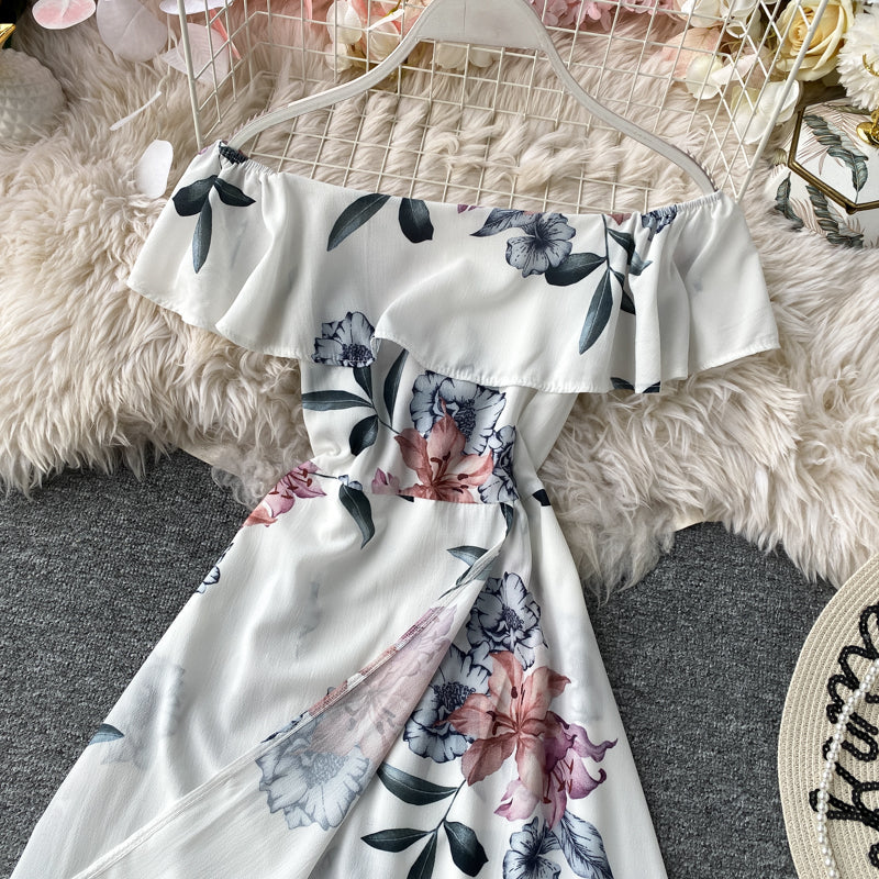 Ruffle Dress seaside holiday off shoulder 3134