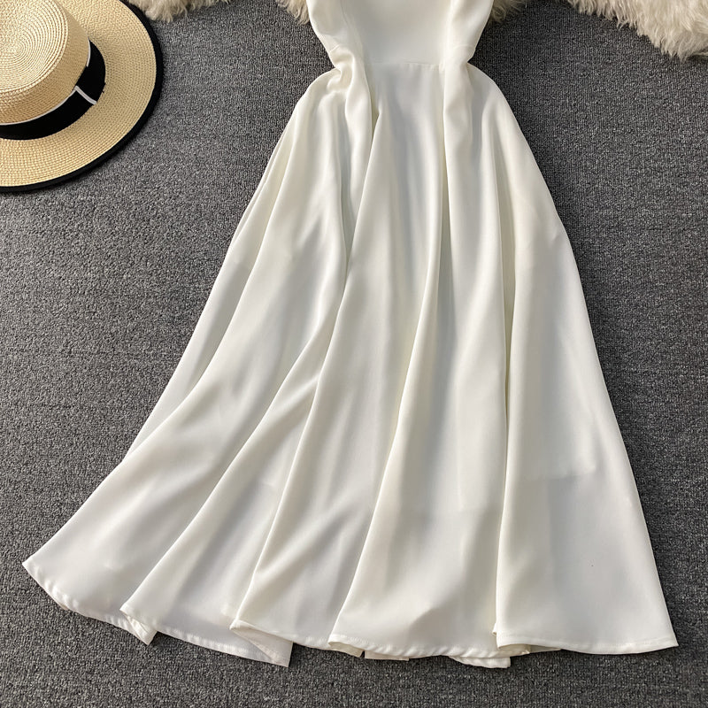 Slim waist Hepburn vintage dress 2890