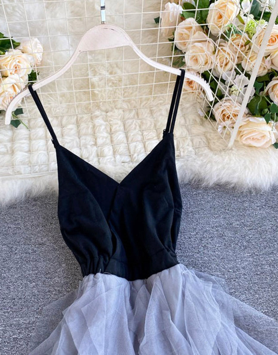 A line v neck tulle dress fashion dress 1122