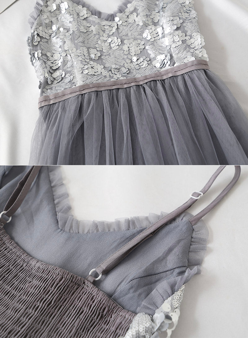 A line v neck tulle dress women's dress 1153