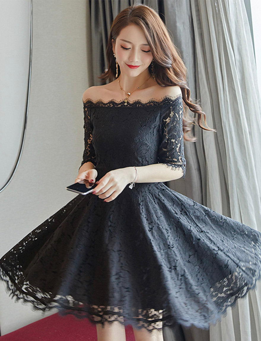 A line lace short dress girl dress 1160