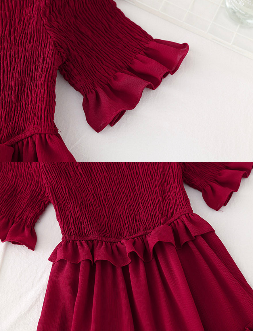 A line short sleeve dress summer dress 1139