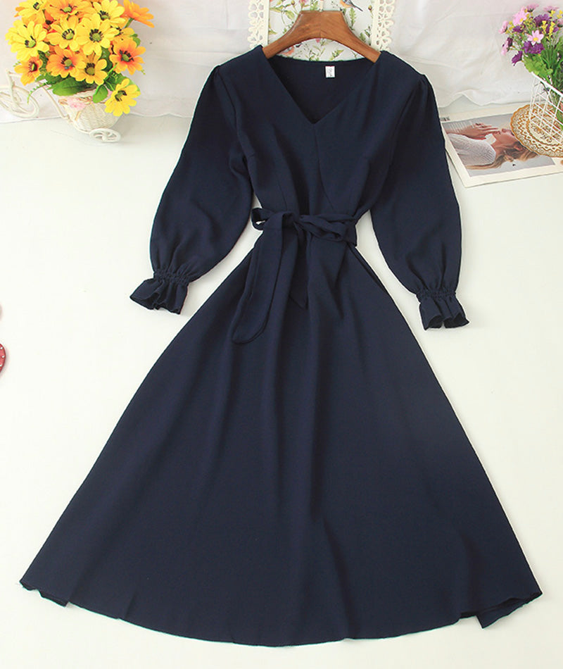 A line v neck chiffon short dress fashion dress 1006