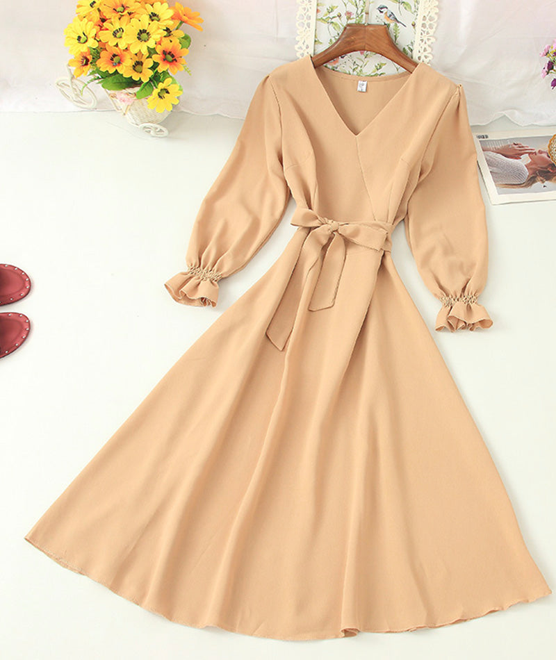 A line v neck chiffon short dress fashion dress 1006