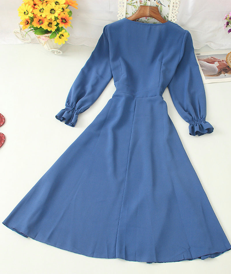 A line v neck chiffon short dress fashion dress 1006
