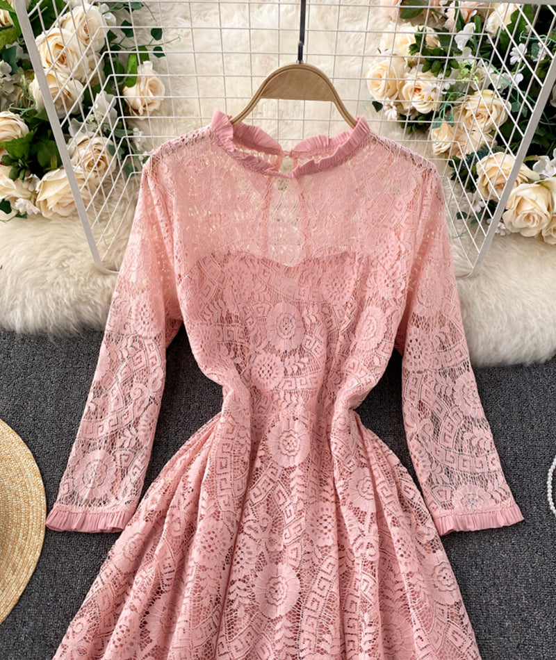 A line lace long dress simple dress 926
