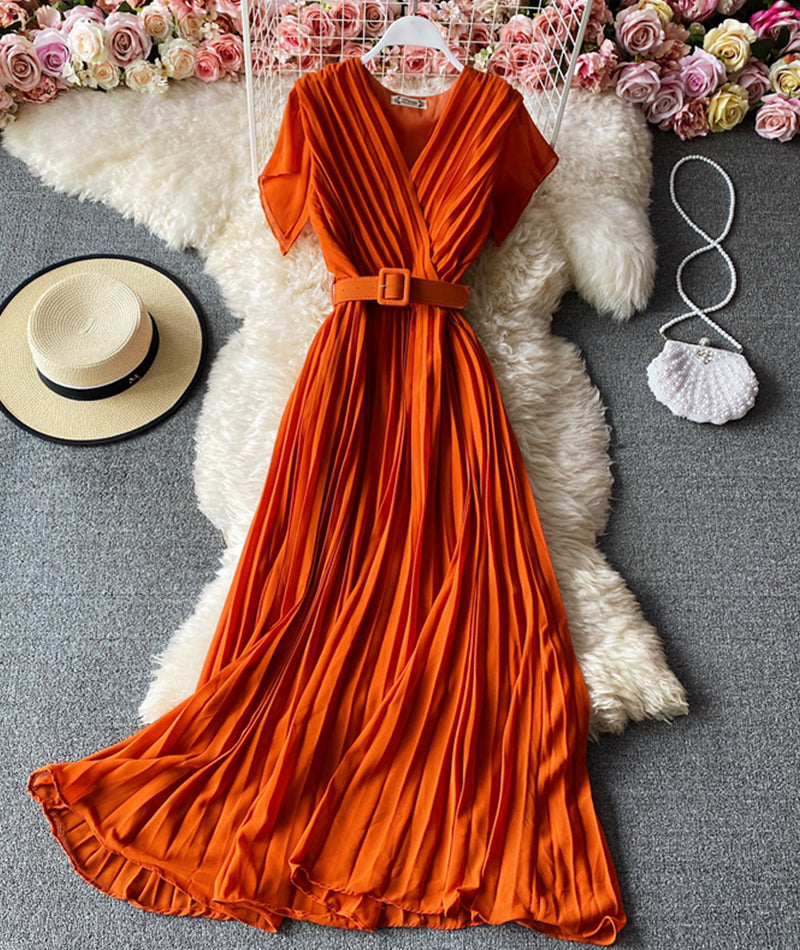 A line v neck short dress fashion dress 947