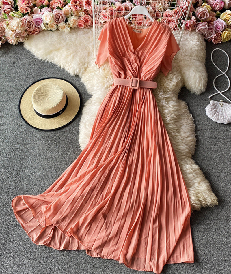 A line v neck short dress fashion dress 947