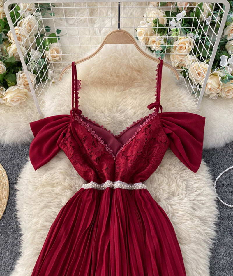 Stylish lace off shoulder dress 918