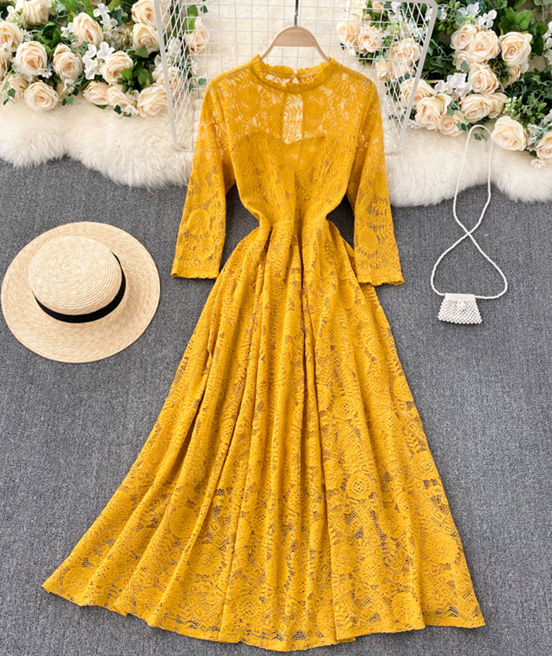 A line lace long dress simple dress 926