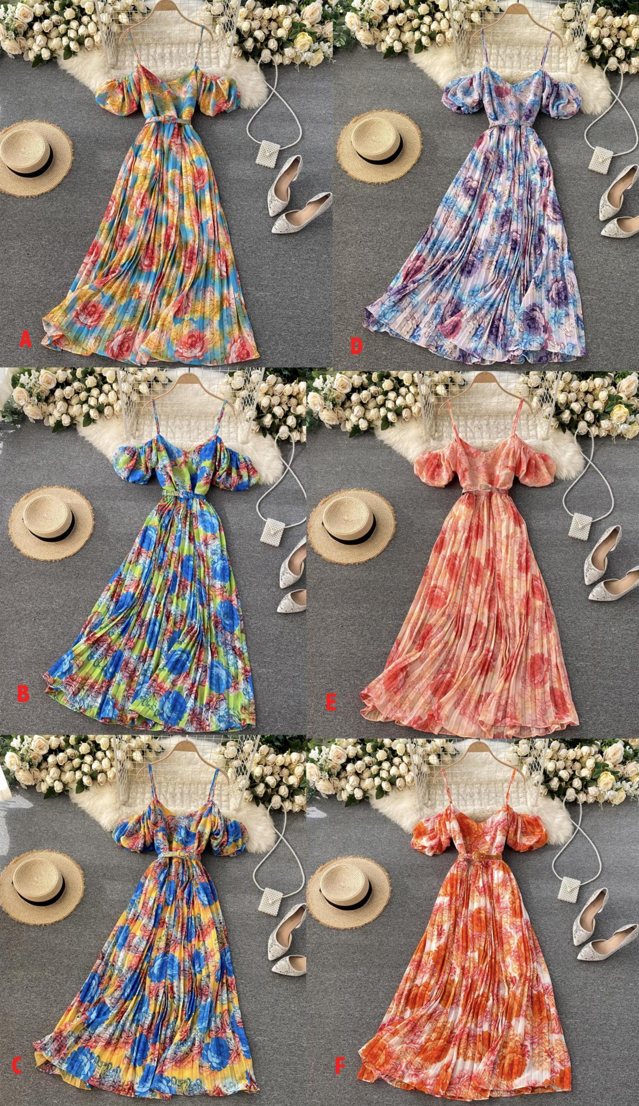 A line v neck floral dress fashion dress 770