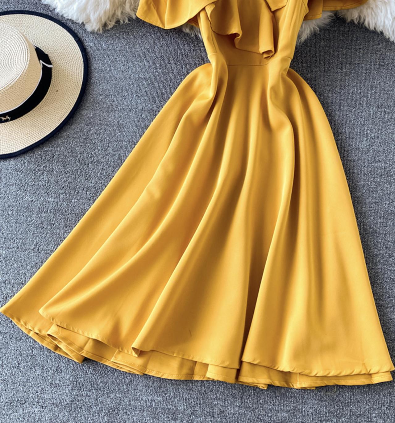 Cute off shoulder short dress A line fashion dress 744