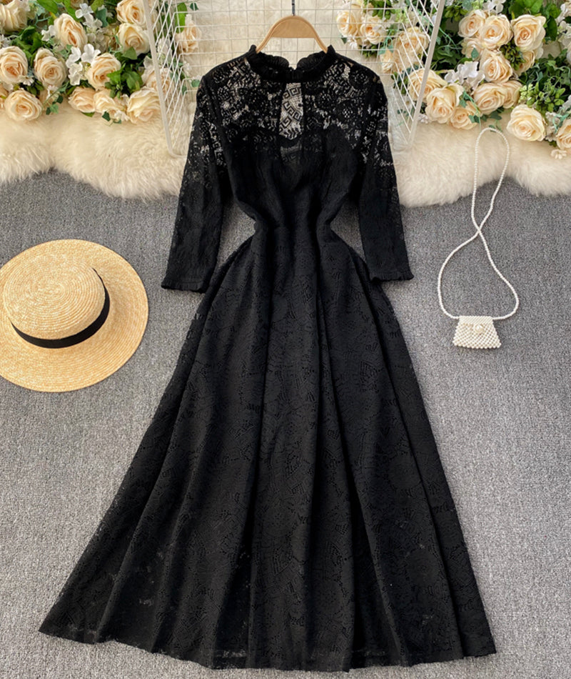 A line lace long dress simple dress 926