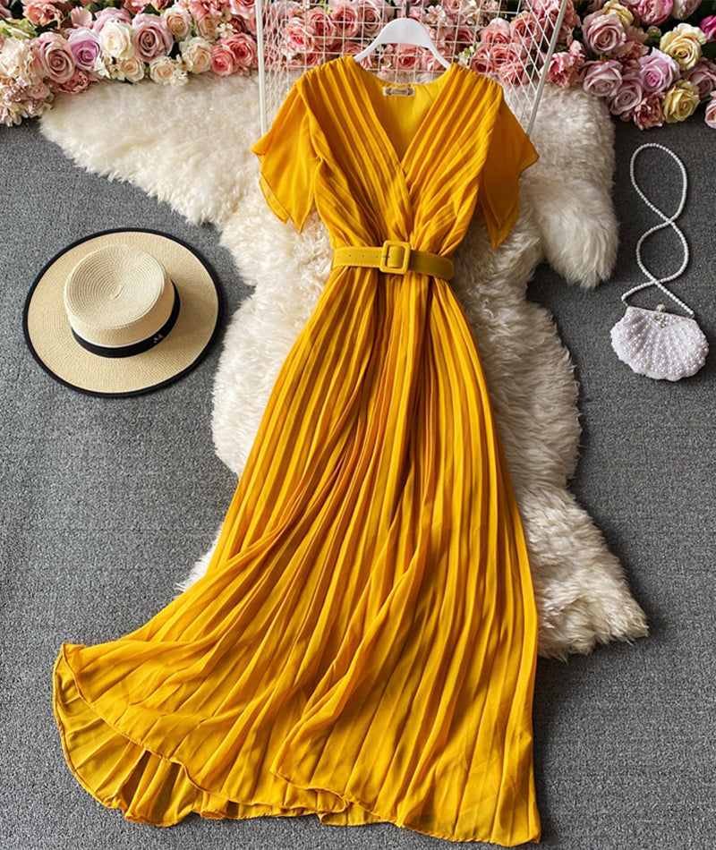 A line v neck short dress fashion dress 947