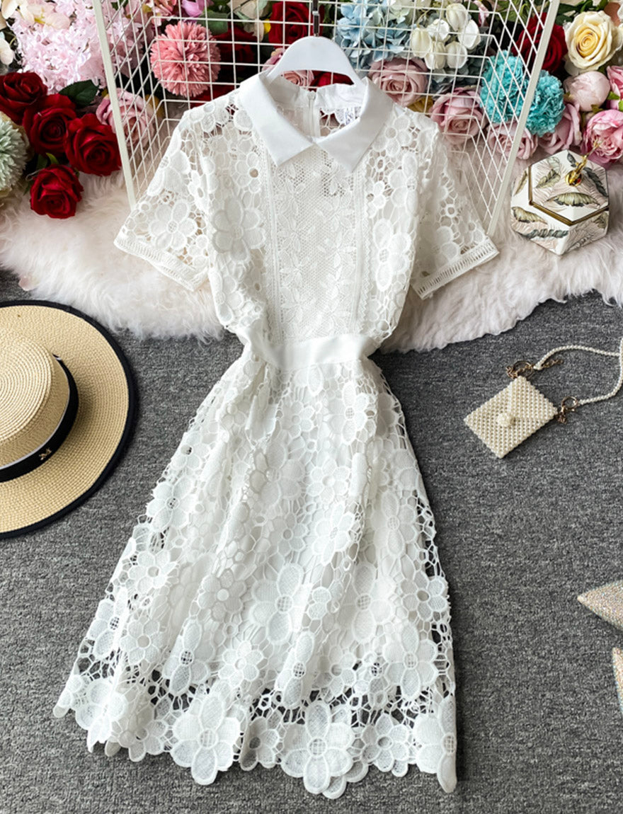 A line lace short dress summer dress 1161
