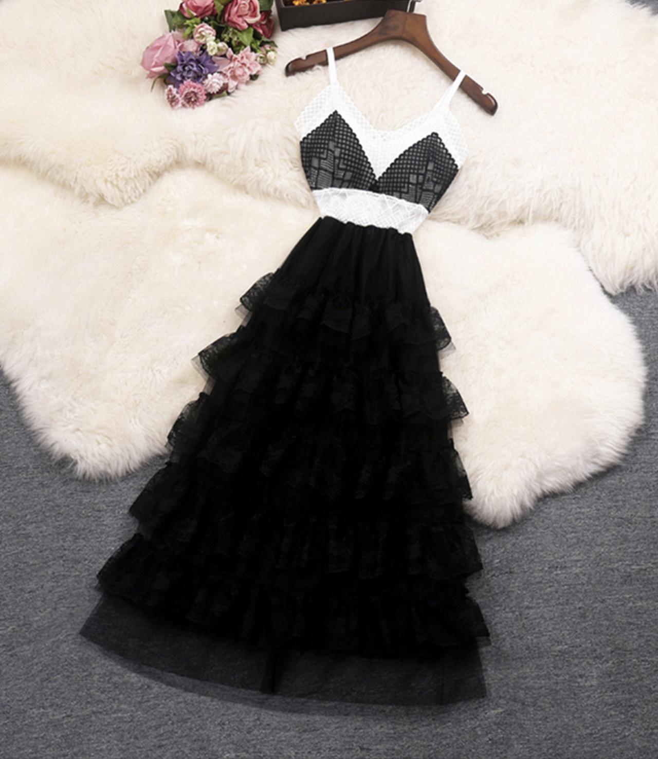 A line v neck lace short dress fashion dress 720