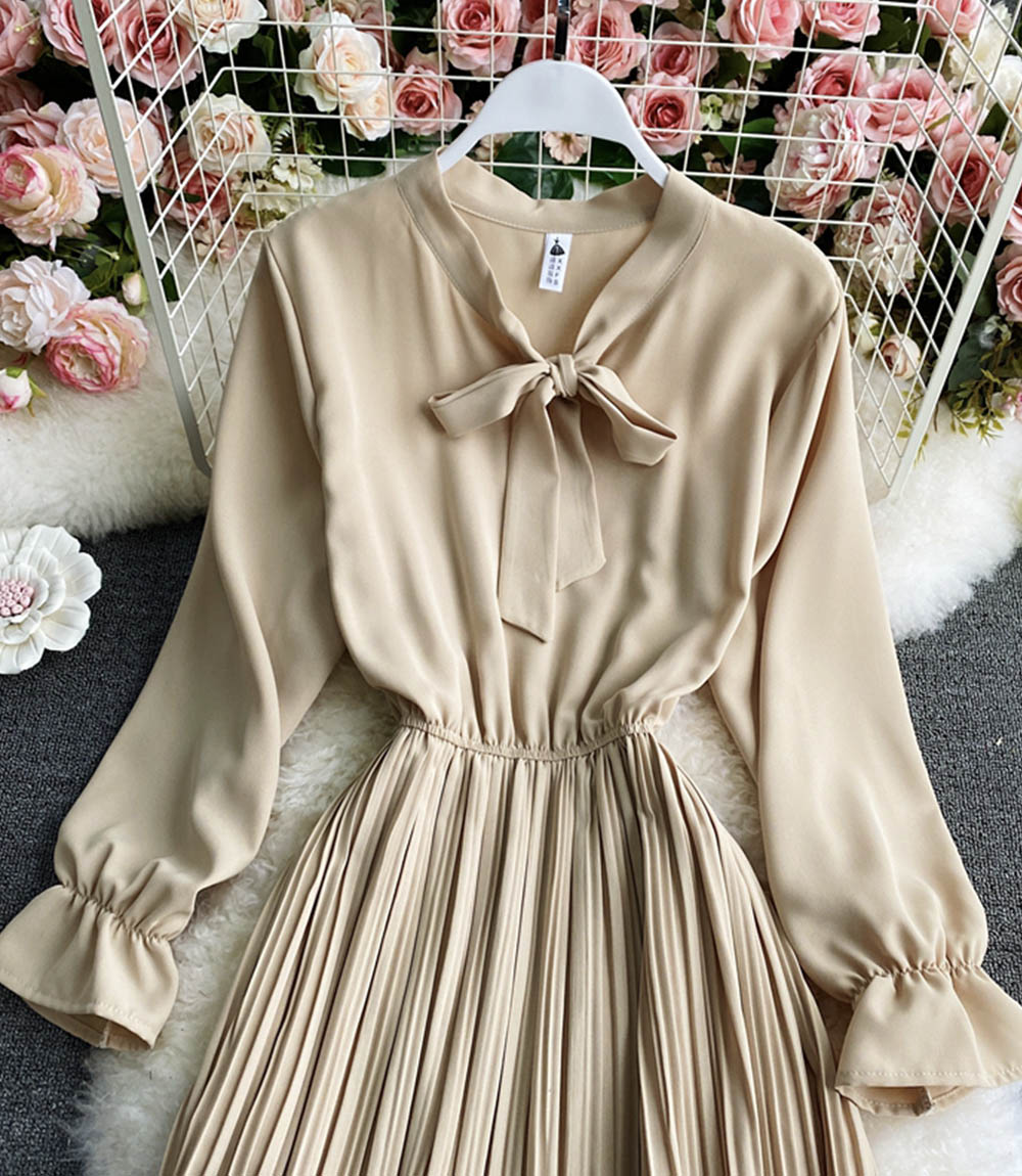 A line chiffon dress long sleeve dress 846