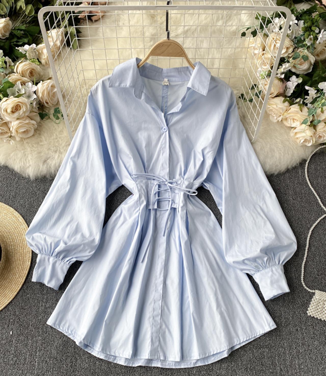 A line lace-up halter shirt dress fashion dress 730
