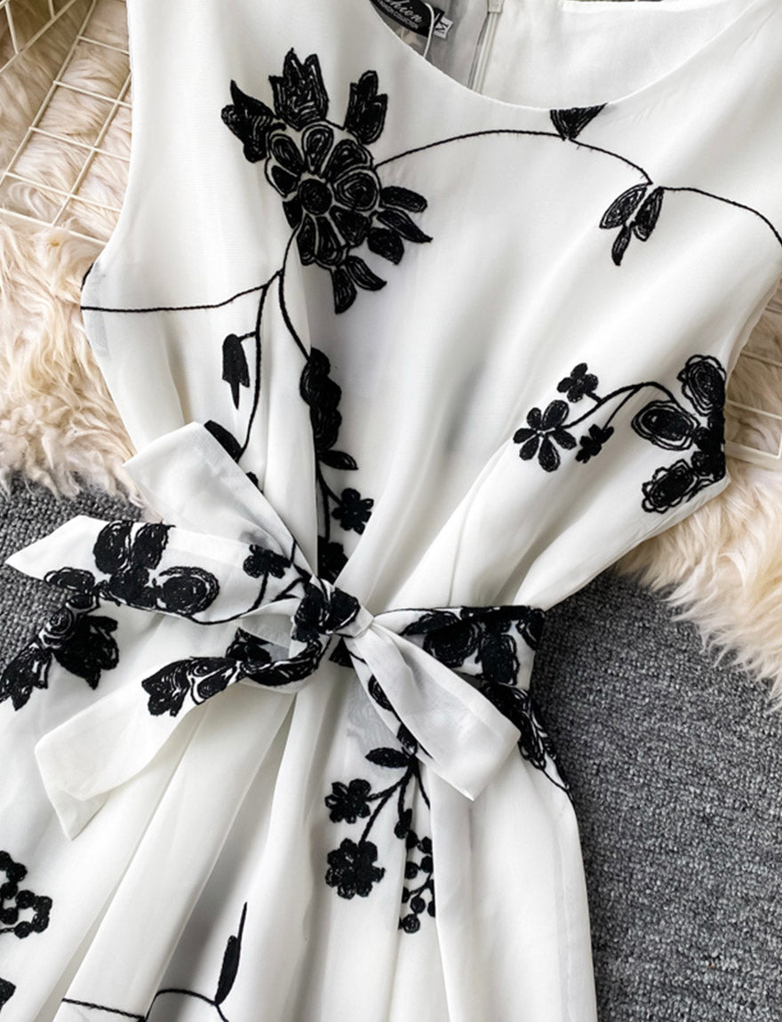A line flowers short dress summer dress 1163