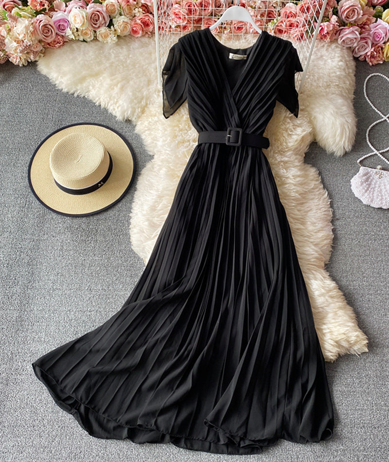 A line v neck short dress fashion dress 947