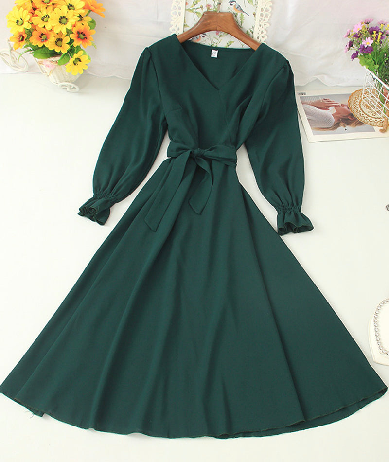 A line v neck chiffon short dress fashion dress 1006