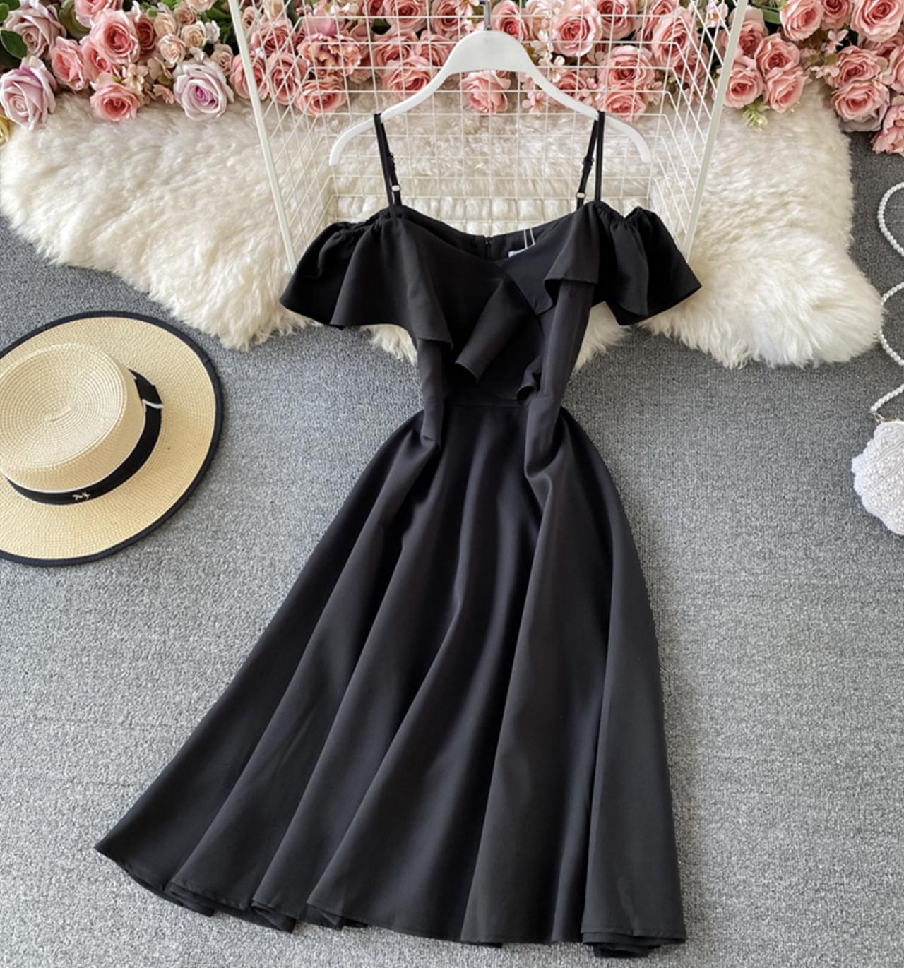 Cute off shoulder short dress A line fashion dress 744
