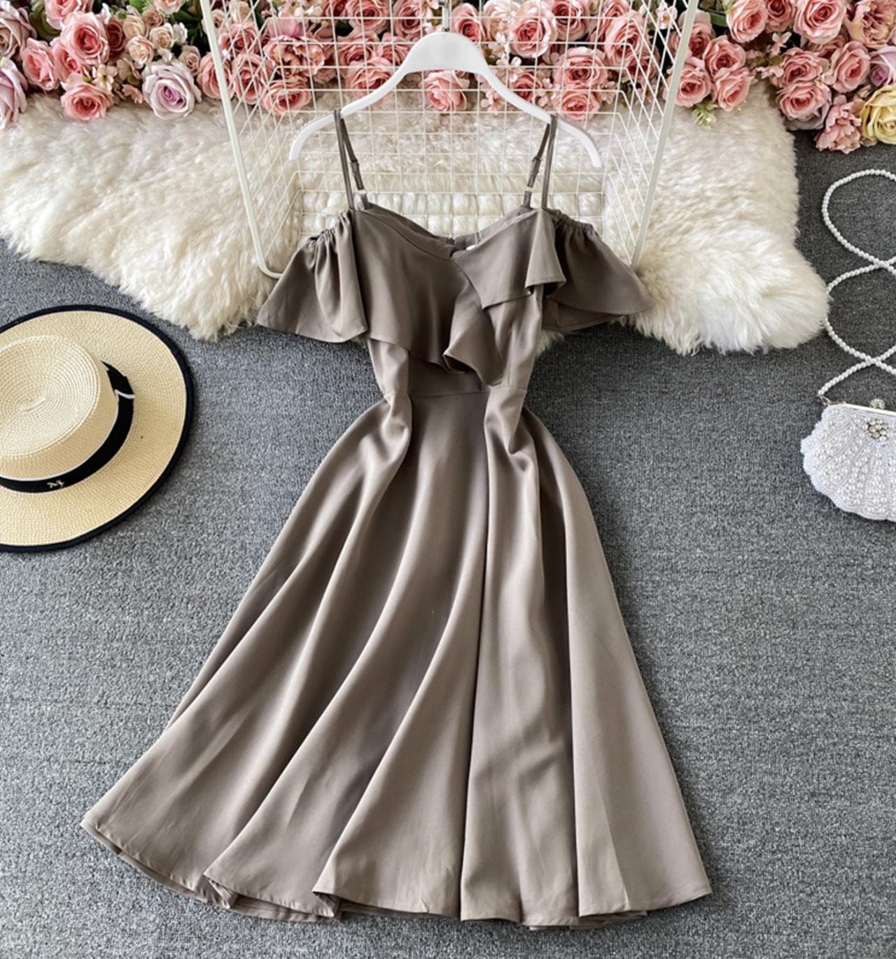 Cute off shoulder short dress A line fashion dress 744