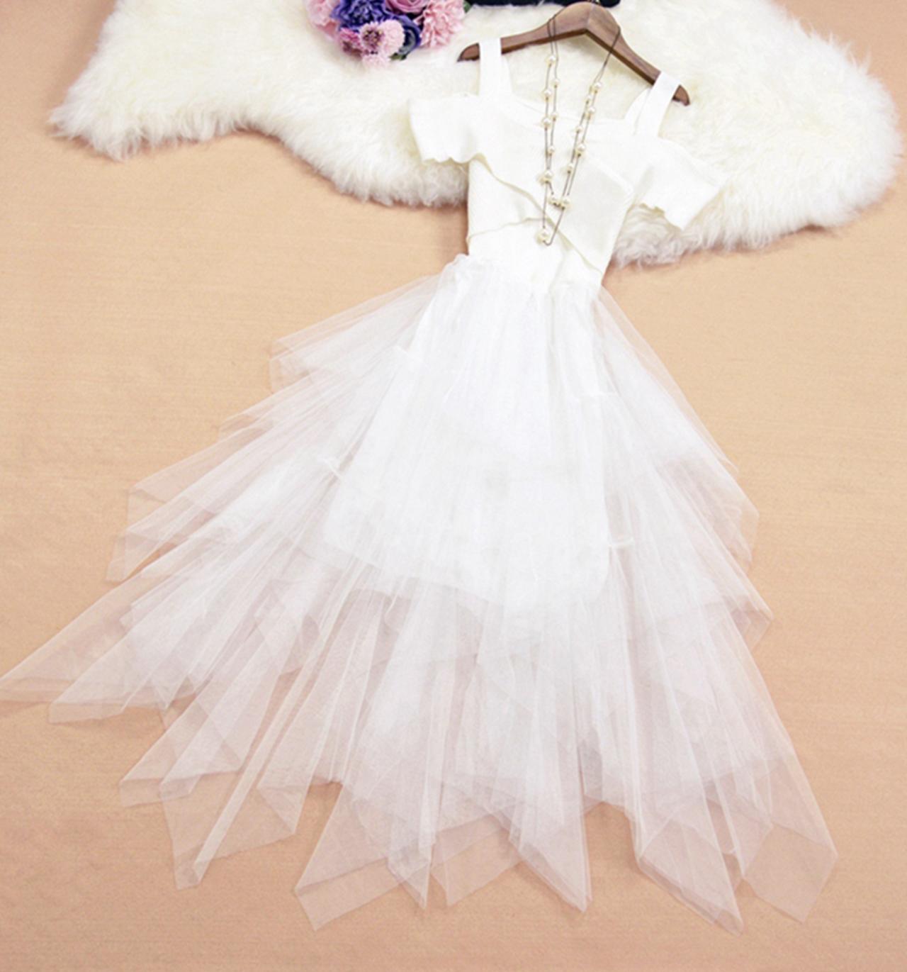 Cute tulle off shoulder dress fashion dress 725