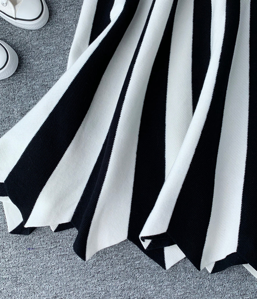 A line stripe skirt high-quality knitted skirt 3511