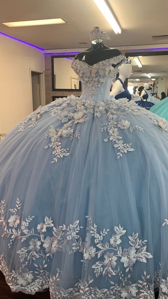 Vestido de fiesta de princesa azul, vestido de baile, vestidos de quinceañera largos