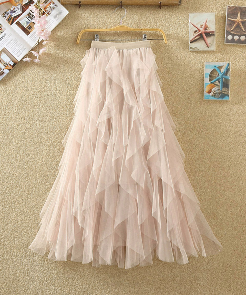 A line irregular tulle skirt girl fashion skirt 3504