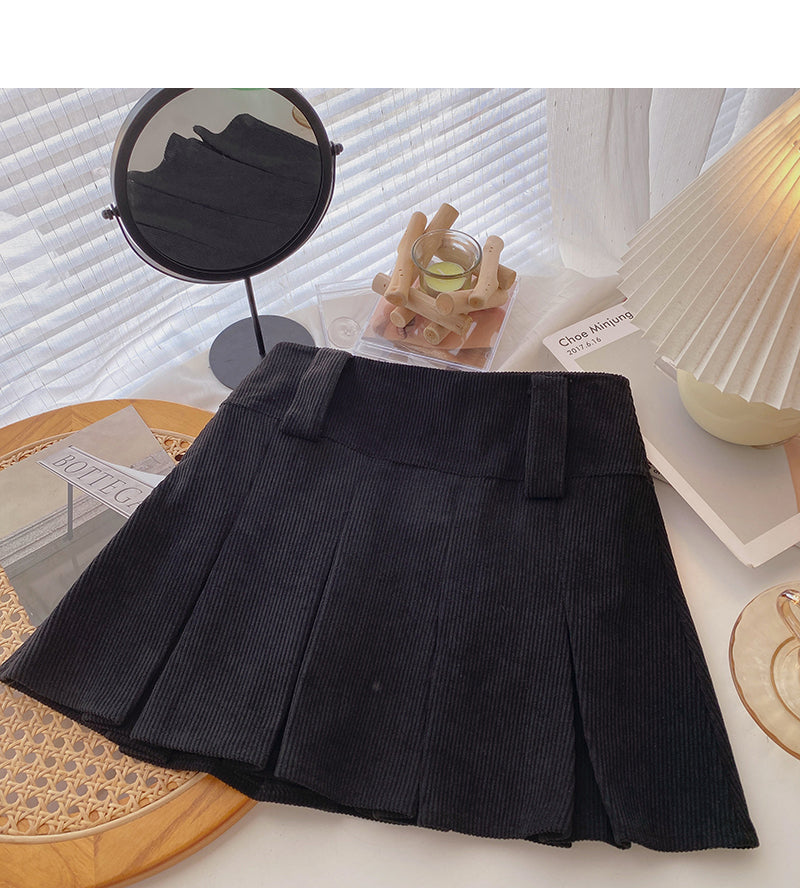 A-line pleated skirt high waist casual skirt 5370