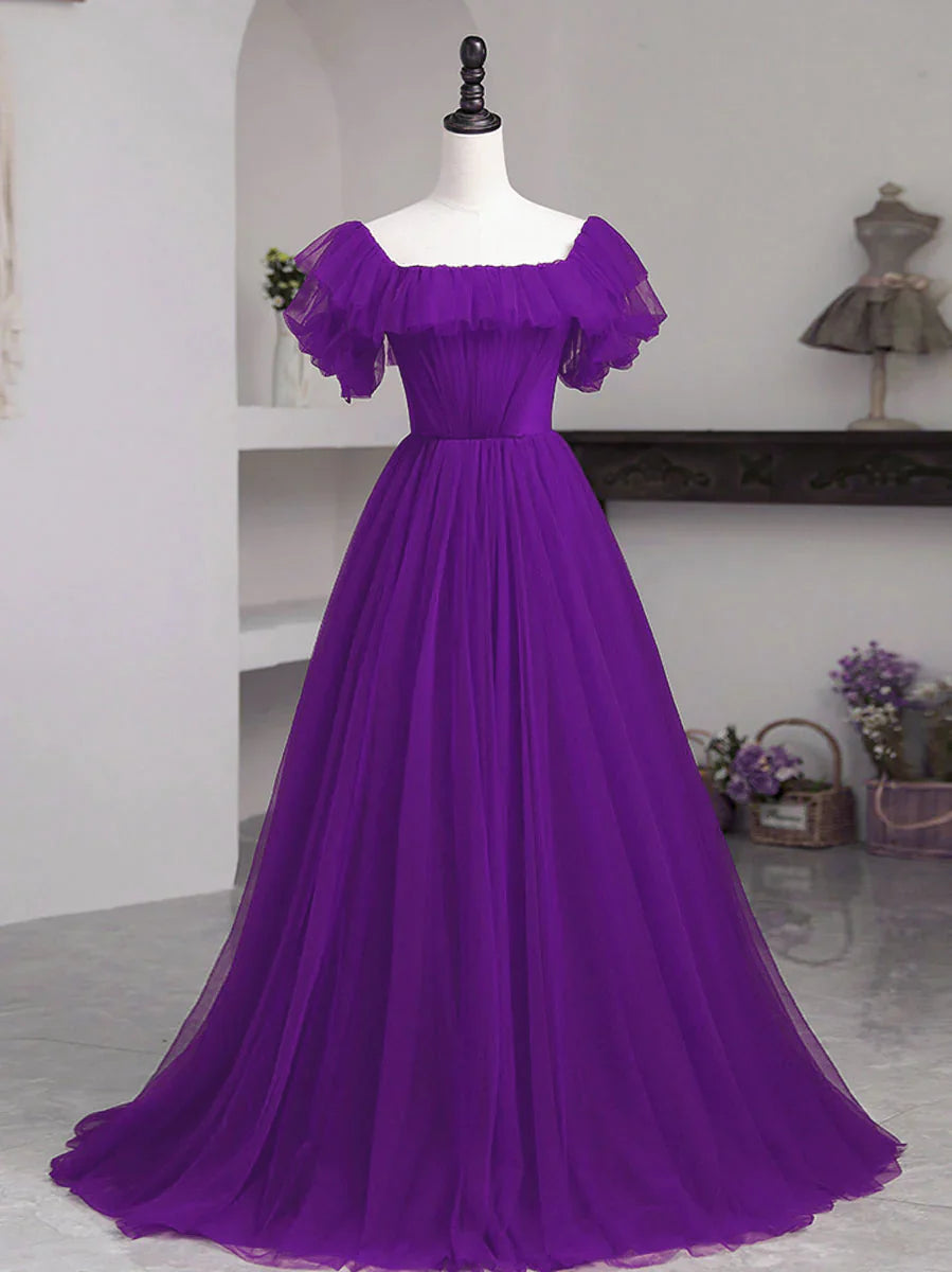 Simple Burgundy A line Long Prom Dresses, Burgundy Bridesmaid Dresses fg4360