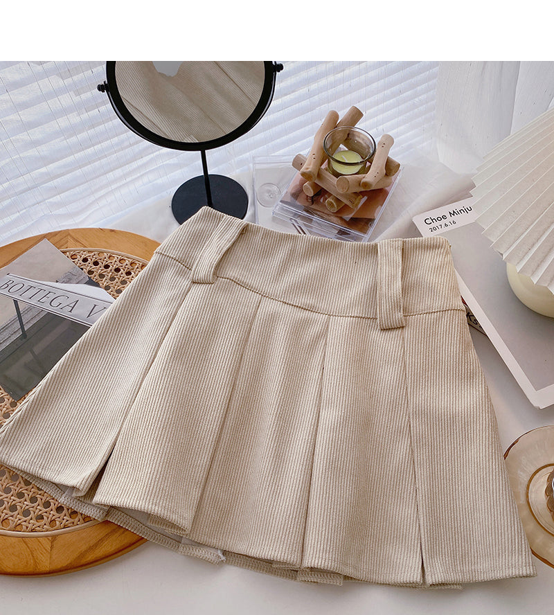 A-line pleated skirt high waist casual skirt 5370